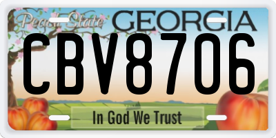 GA license plate CBV8706