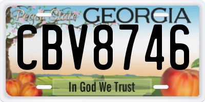 GA license plate CBV8746