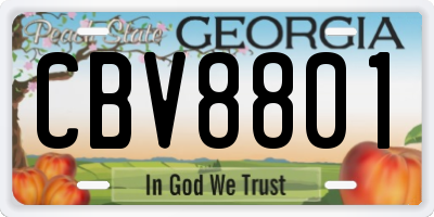 GA license plate CBV8801