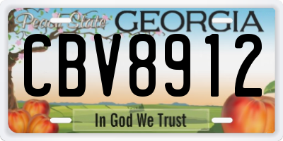 GA license plate CBV8912