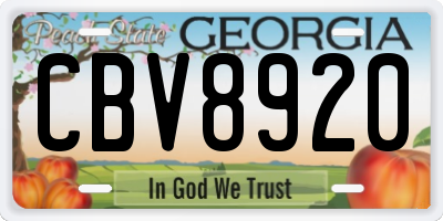 GA license plate CBV8920
