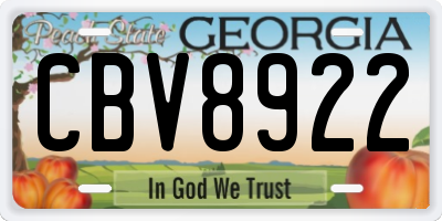 GA license plate CBV8922