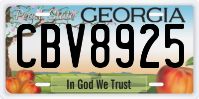 GA license plate CBV8925