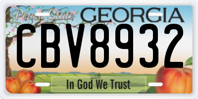 GA license plate CBV8932