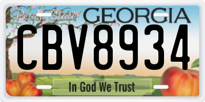 GA license plate CBV8934