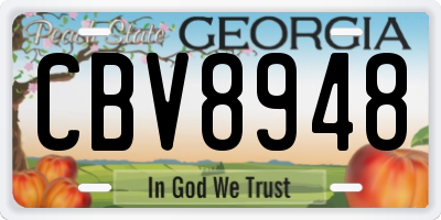 GA license plate CBV8948