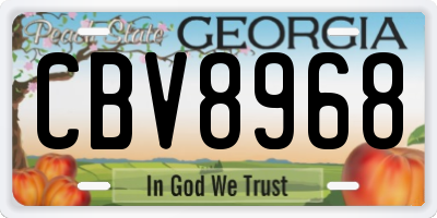 GA license plate CBV8968