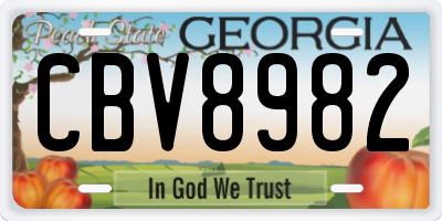 GA license plate CBV8982