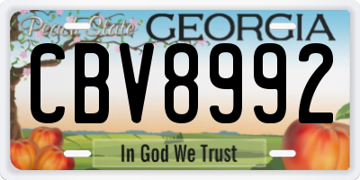 GA license plate CBV8992