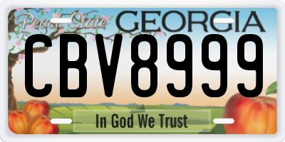 GA license plate CBV8999