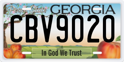 GA license plate CBV9020