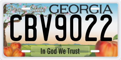 GA license plate CBV9022