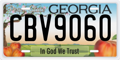 GA license plate CBV9060