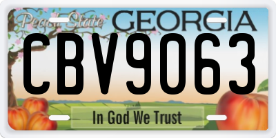 GA license plate CBV9063