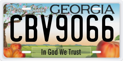 GA license plate CBV9066