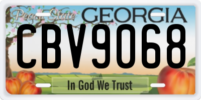 GA license plate CBV9068