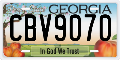 GA license plate CBV9070