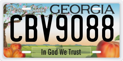 GA license plate CBV9088