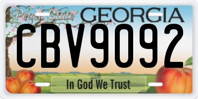 GA license plate CBV9092