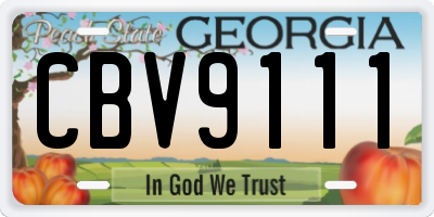 GA license plate CBV9111