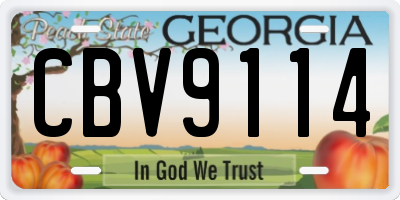 GA license plate CBV9114