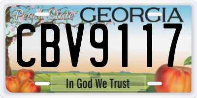 GA license plate CBV9117