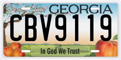 GA license plate CBV9119