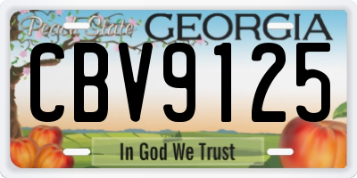 GA license plate CBV9125