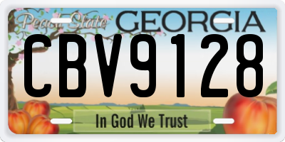 GA license plate CBV9128