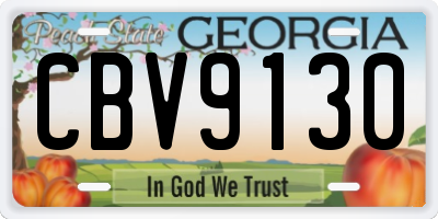 GA license plate CBV9130