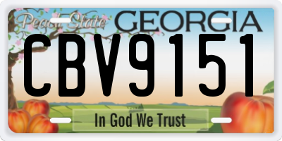 GA license plate CBV9151