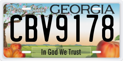 GA license plate CBV9178