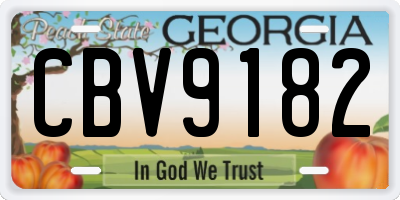 GA license plate CBV9182