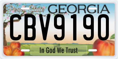 GA license plate CBV9190