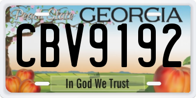 GA license plate CBV9192