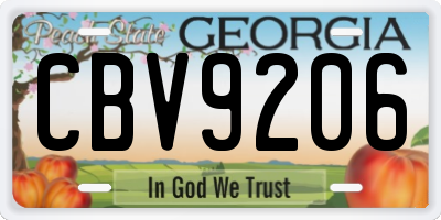 GA license plate CBV9206