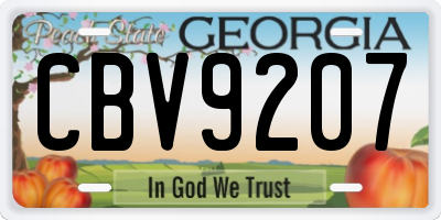GA license plate CBV9207