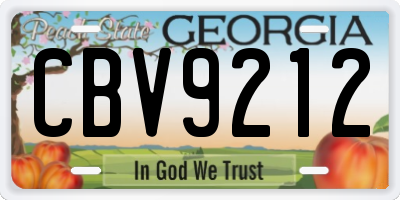 GA license plate CBV9212