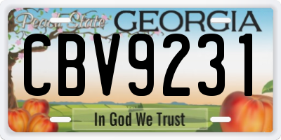 GA license plate CBV9231