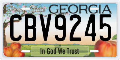 GA license plate CBV9245