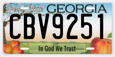 GA license plate CBV9251
