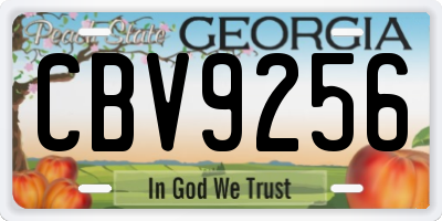 GA license plate CBV9256
