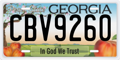 GA license plate CBV9260