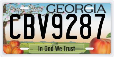 GA license plate CBV9287