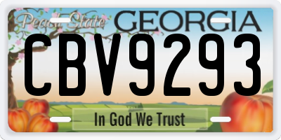 GA license plate CBV9293