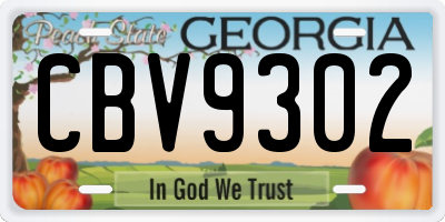 GA license plate CBV9302
