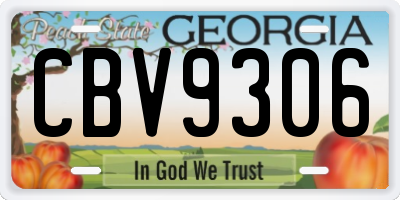 GA license plate CBV9306