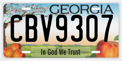 GA license plate CBV9307