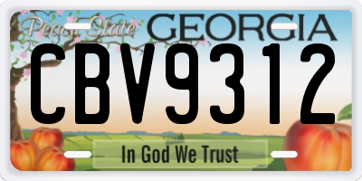 GA license plate CBV9312