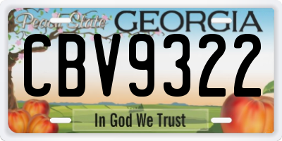 GA license plate CBV9322